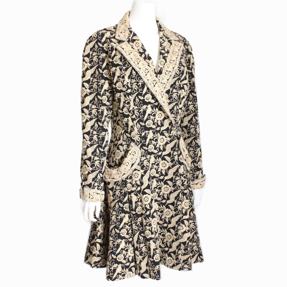 Vintage Norma Kamali Coat Baroque Birds Florals Embroidery Rare Retro Glam Sz 10 - Picture 1 of 12